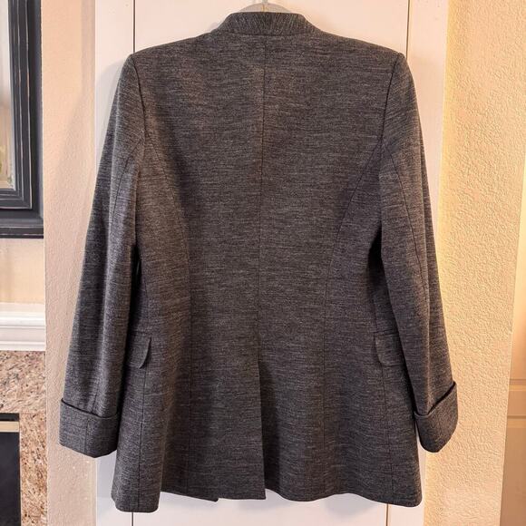 Theory Ponte Open Women’s Blazer Lined Stretch Heathered Gray Size 8 Officecore - Picture 2 of 6